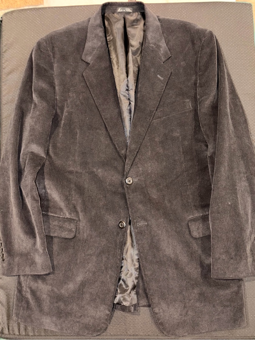 Alan Flusser Corduroy Cotton Blazer Men’s Size 44L Charcoal Grey Sport Coat
